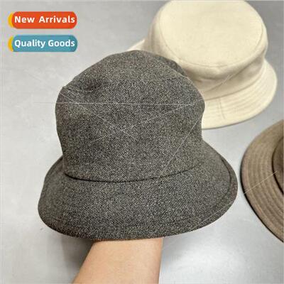 Japanese retro tweed simple solid color fisherman hat female