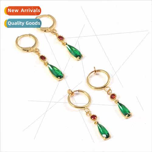 Anime emerald Hal Hall Hall zirconia copper earrings cos  wi