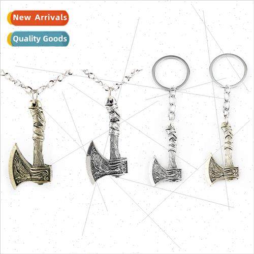 Viking Celtic Wolf Raven Reversible Axe Pendant Vintage Allo