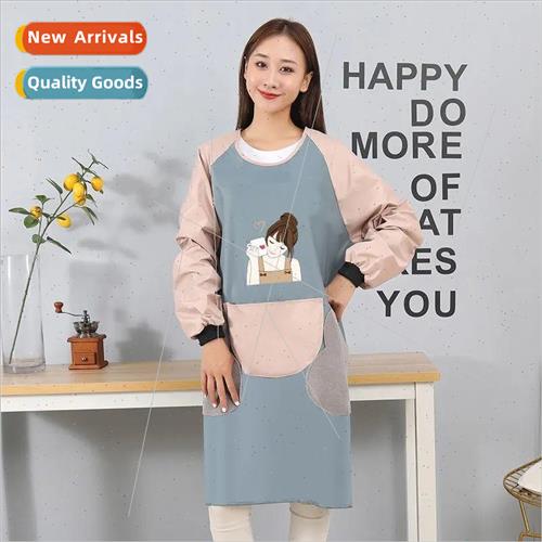 Coverall apron female kitchen cooking household waterproof o