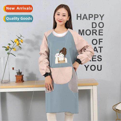 Coverall apron female kitchen cooking household waterproof o