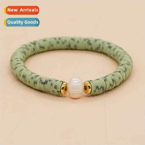 New Flower Gray Soft Ceramic ngle Pearl Bracelet che Handmad
