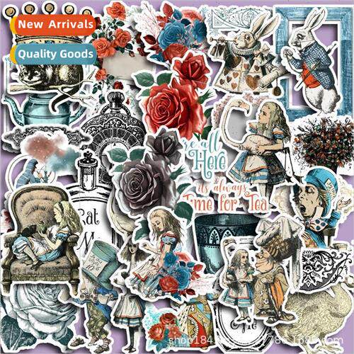 Freaky Alice 36 waterproof stickers gothic  nostalgia rose h