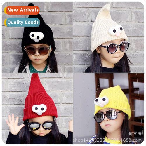 Korean  of the childrens hat eyes Sesame Set knitted hat boy