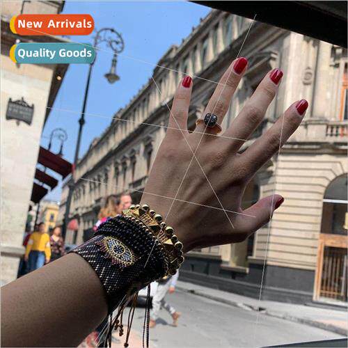 Rice bead weaving devils eye ethnic  handmade jewelry multi-
