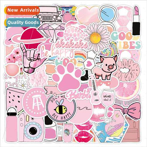 50 cartoon cute pink fresh stickers suitcase notebook water