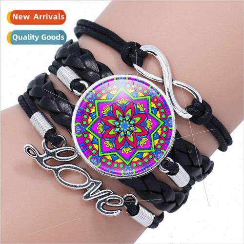 Mandala Flower Pattern Gemstone Woven Bracelet Peripheral Ac