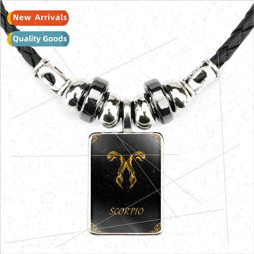Mens twelve constellations crystal pendant necklace Creative