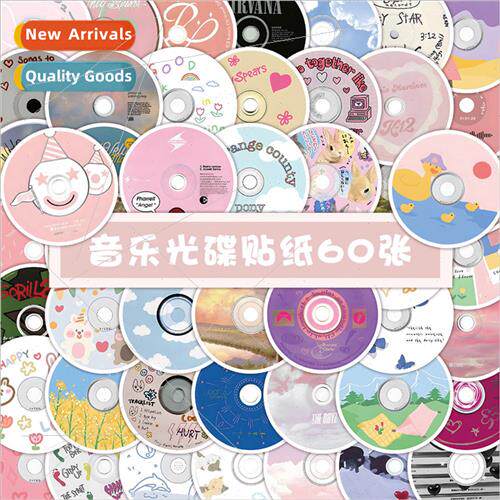 60 music CD stickers cartoon colorful round disc decorative