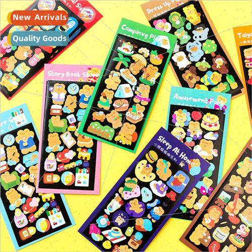 Bear stomping stickers cartoon cute diy handbook stationery