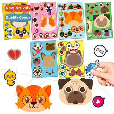 6/pack of cats and dogs cartoon face swap stickers small ani