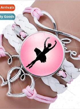 Ballet action theme multi-layer bracelet pink love LOVE trin