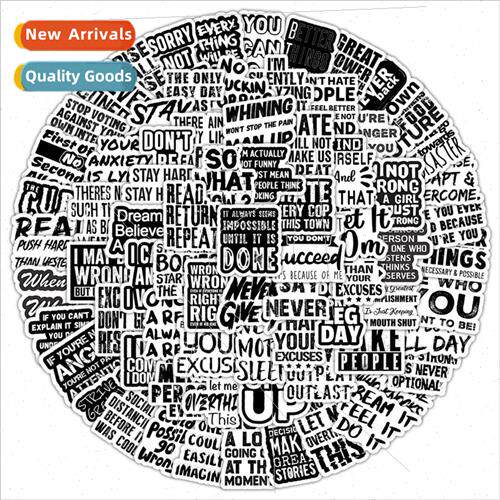 100 black inspirational text stickers decorative notes handb