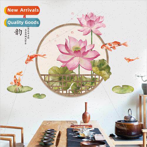New Chinese  wall stickers decorative painting lotus rhyme s