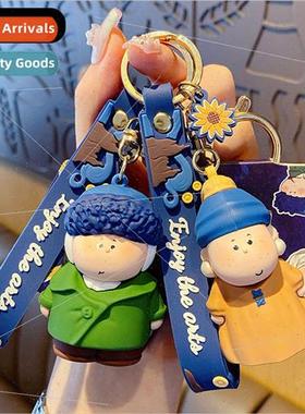 moon half artist pearl earrings girl keychain cute cartoon d