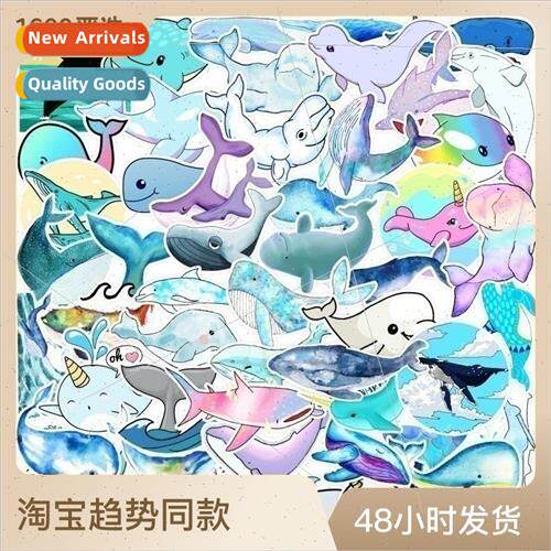50 small whale graffiti stickers car cell phone luggage wate
