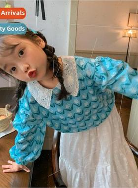 Childrens tops 2023 spring  female baby Korean  of the lace