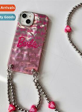 Girls Pink Barbie English iPhone 13 Crossbody Chain 14 ProMa