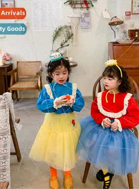 2021 spring new girls Korean lace lace bubble sleeve doll sh