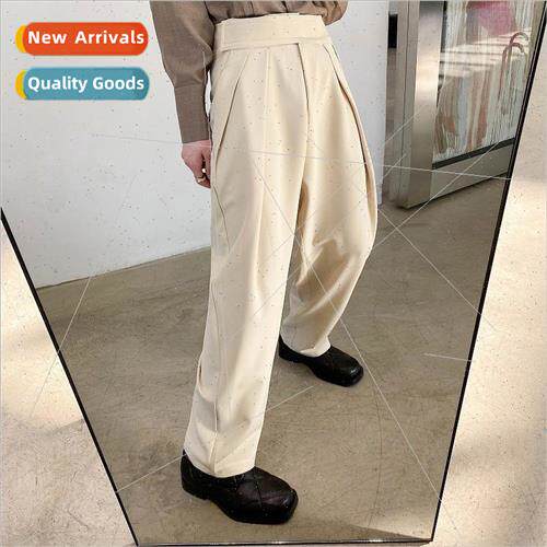 Suit pants men ins straight loose wide leg pants mens drapey