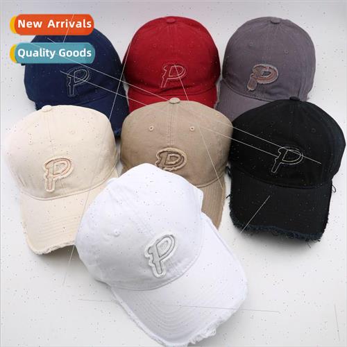 Japan and Korea letters P rotten edge brim casual ins fashio