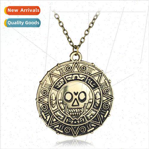 Vintage Pirates of the Caribbean Aztec Gold Coin Necklace Sk