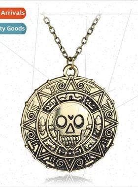 Vintage Pirates of the Caribbean Aztec Gold Coin Necklace Sk