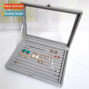 glass ear large ring dust cover velvet flap flip box Jewelry