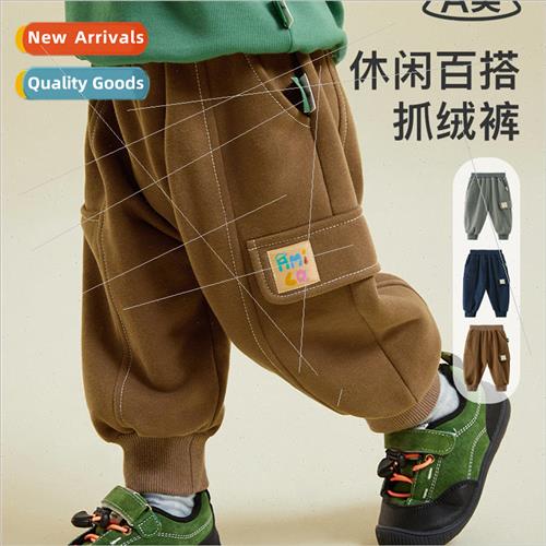 2024 spring new childrens casual pants boys peplum fleece sw