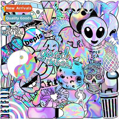 50 holographic graffiti stickers trolley case skateboarding
