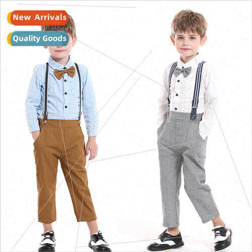 Childrens dress suit in small children in the fall plaid car