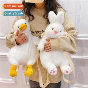 Cute lazy white rabbit doll doll bag plush duck toy bag shou