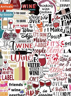 50 cartoon stickers Wine Quotes material decorative handbook