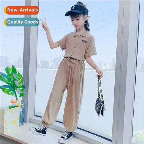 2023 childrens clothing girls casual sports suit summer  mid