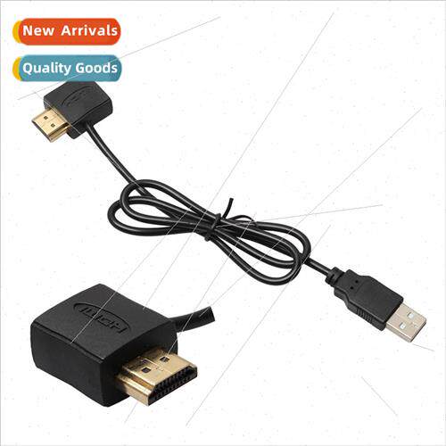 Black with USB Power Cable HDMI Male to Female Adapter