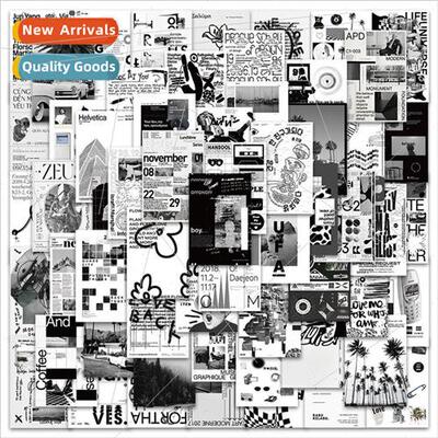 60 new black and white patchwork art aesthetic stickers lugg