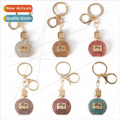 Creative alloy with diamond perfume bottle keychain pendant