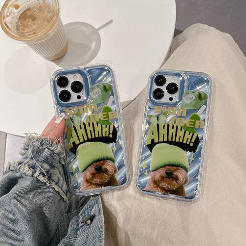 Cartoon English green hat puppy 适用 iPhone14promax Apple 13