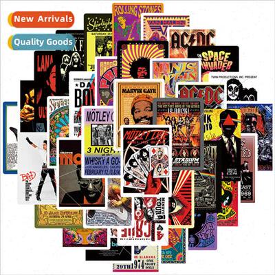 50 rock music graffiti stickers suitcase guitar car computer