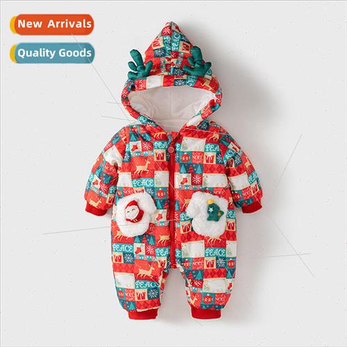 Baby onesie winter cotton clothing Christmas elk crawler fem