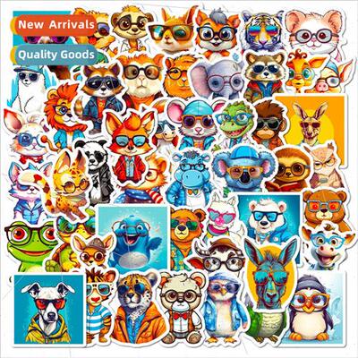 50 pcs with glasses small pet stickers wearing glasses anima