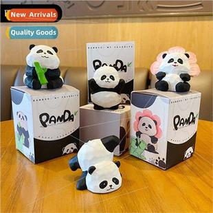 wind panda ornament Resin exquisite carving creative wood
