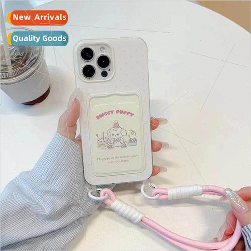 Korean  ins cake dog card case 适用 iPhone 14 diagonal strap