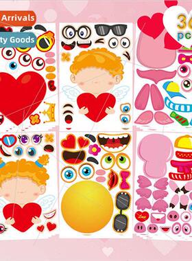 Kids Valentines Day Stickers Valentines Day DIY Making Face