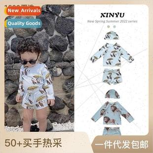 New childrens boys cartoon panda sunscreen swimsuit suit sum