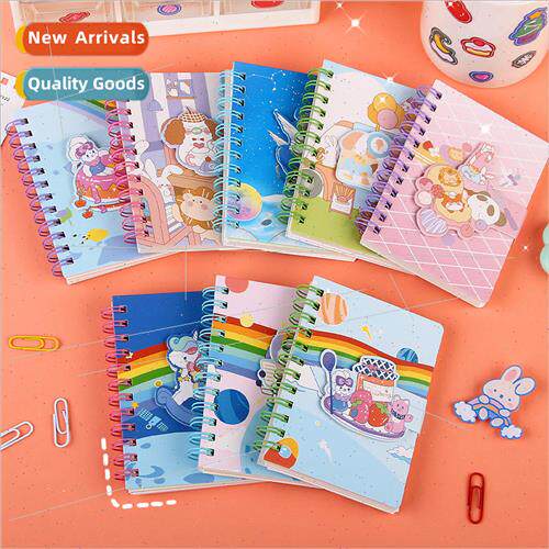 Cartoon magnetic coil book A7 small notebook mini notepad cu