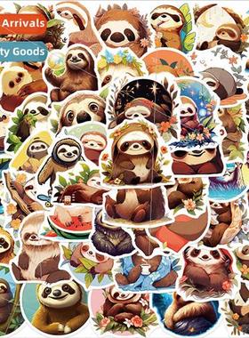 50 cartoon sloth graffiti stickers decorative guitar noteboo