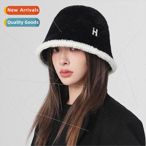 Autumn and winter Korea rabbit hair fishermans hat show face
