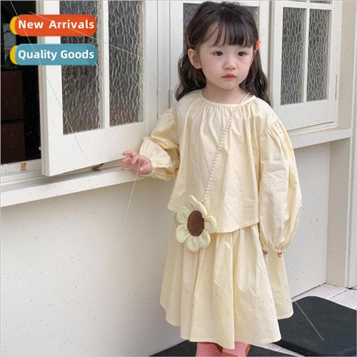 Girls suit 2023 spring new baby girl doll shirt blouse half-