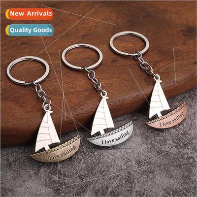 Fashion sailboat keychain bag charm metal car pendant sailin
